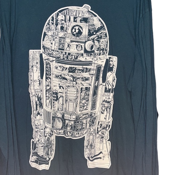 Fifth Sun R2D2 Star Wars Long Sleeve Tee Blue (2XL) - Picture 2 of 3